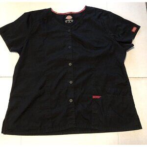 Dickies Uniform Womens Scrub Top Shirt Size 2X Black Plus Size Button Up DK605